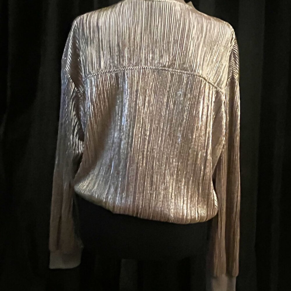 Zara Shimmer Metallic Bomber Jacket Size M - Picture 2 of 11